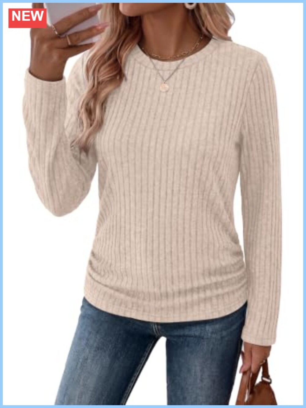 Womens Long Sleeve Ribbed Knit Tunic Top Side Ruched Flattering Fall Shirt